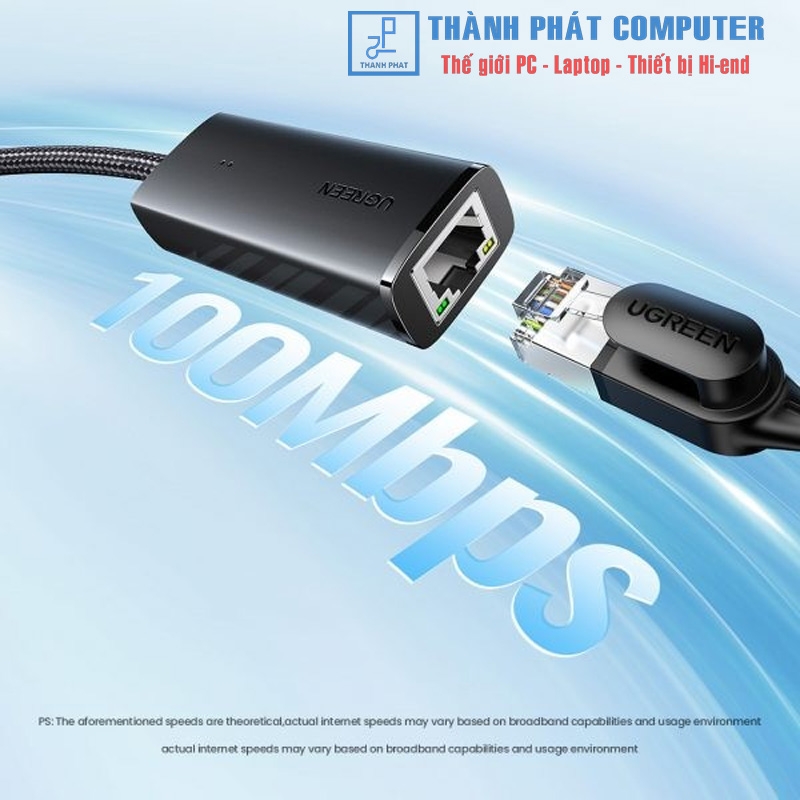 Cáp Type-C 3.1 to Lan 10/100Mbps vỏ nhôm bọc dù Ugreen 15633