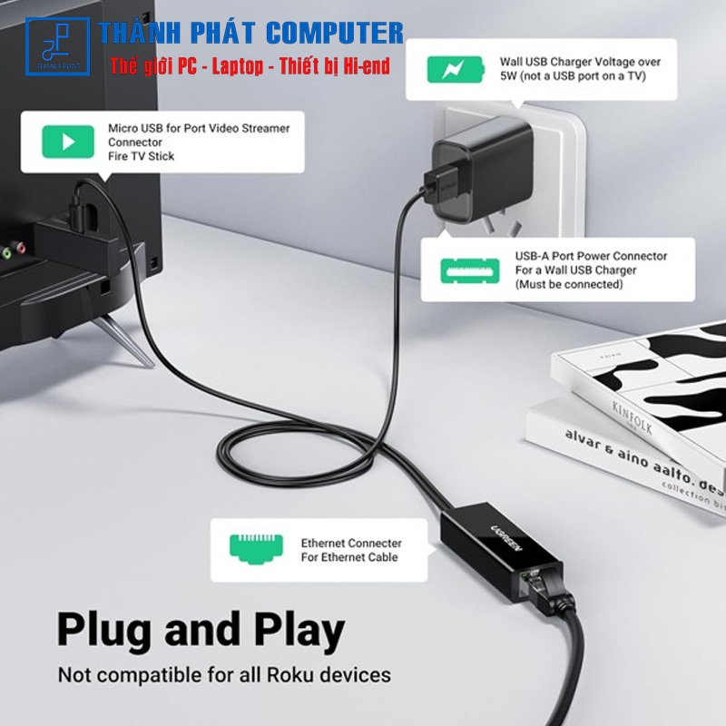 Cáp Micro USB to Lan 10/100Mbps cáp dài 1m Ugreen 30985