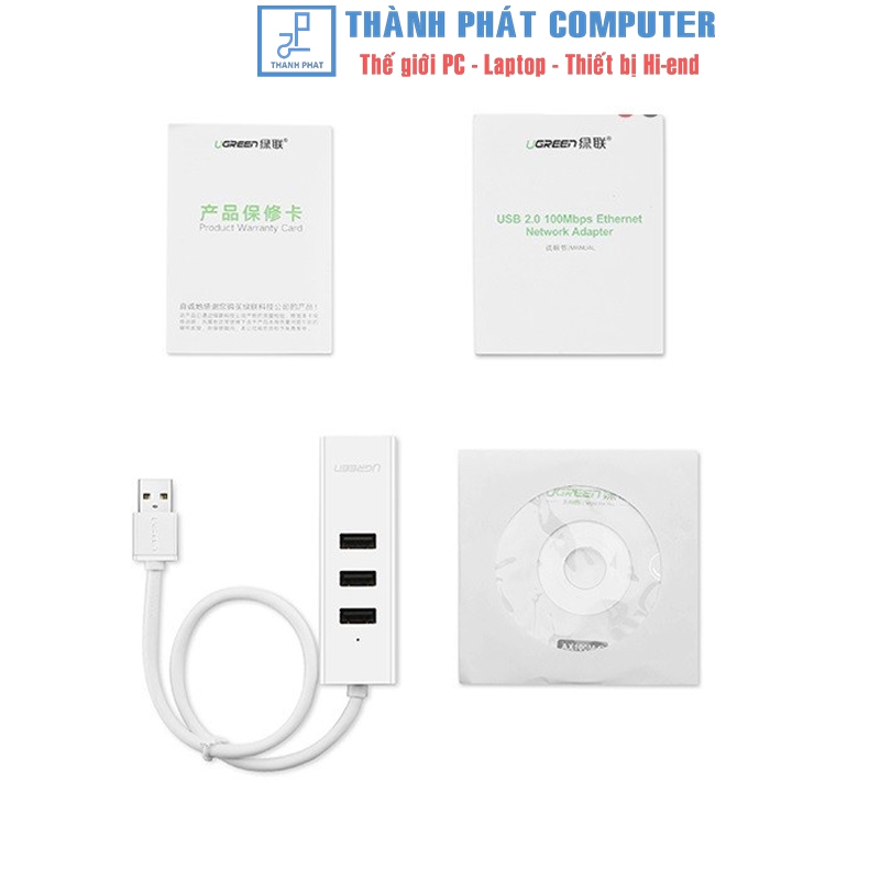 Hub USB 2.0 kèm cổng mạng Ethernet 10/100Mbps Ugreen 30297