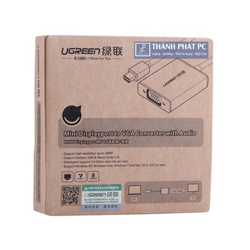 Cáp chuyển đổi Mini displayport to VGA + Audio Ugreen 10437