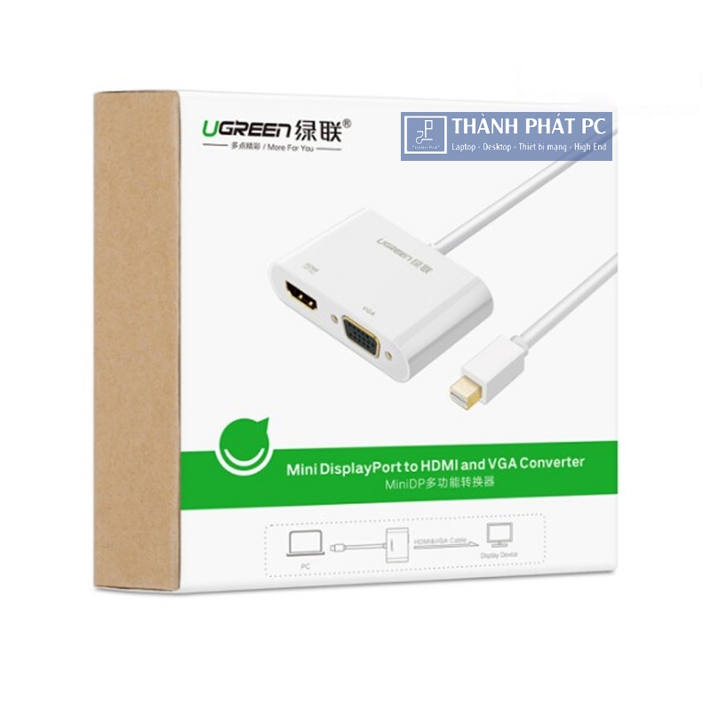 Cáp chuyển đổi Mini Displayport to HDMI/VGA 4K Ugreen 40364