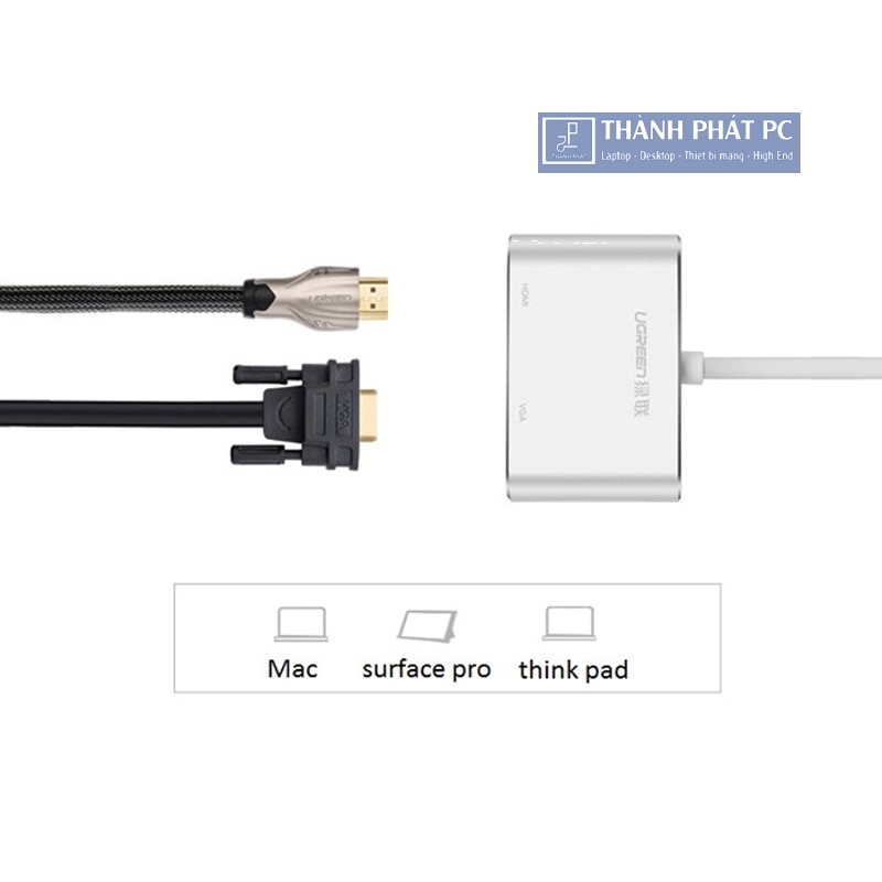 Cáp chuyển đổi Mini Displayport to HDMI và VGA Ugreen 20421