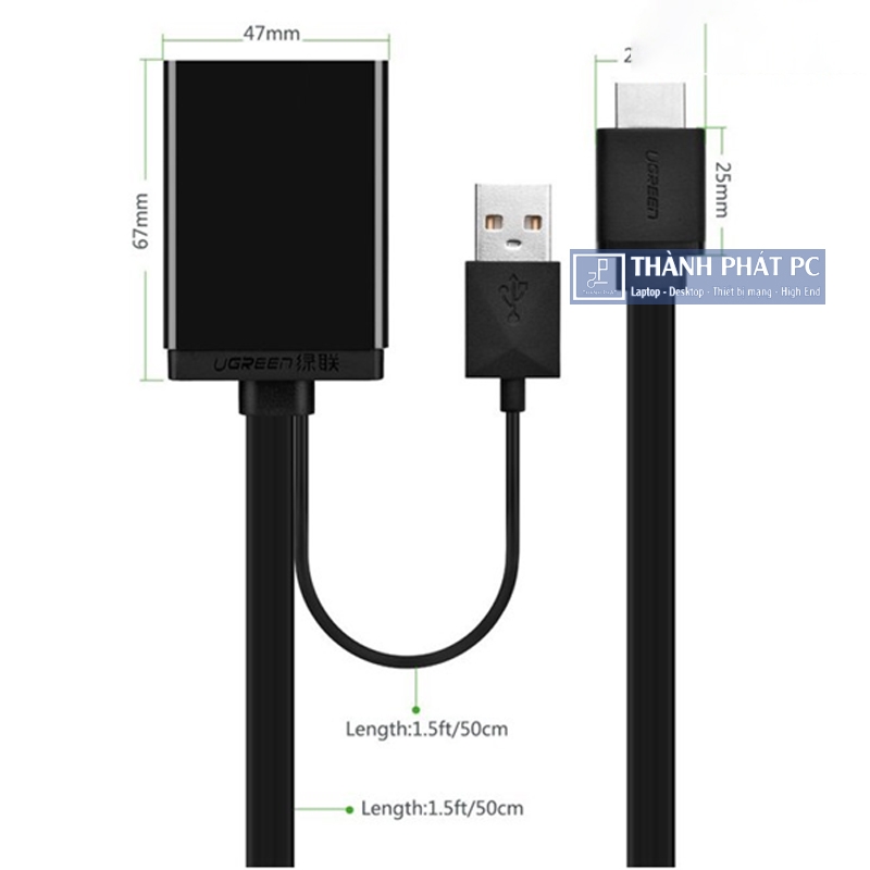 Bộ chuyển đổi HDMI + USB sang Displayport 4K Ugreen 40238