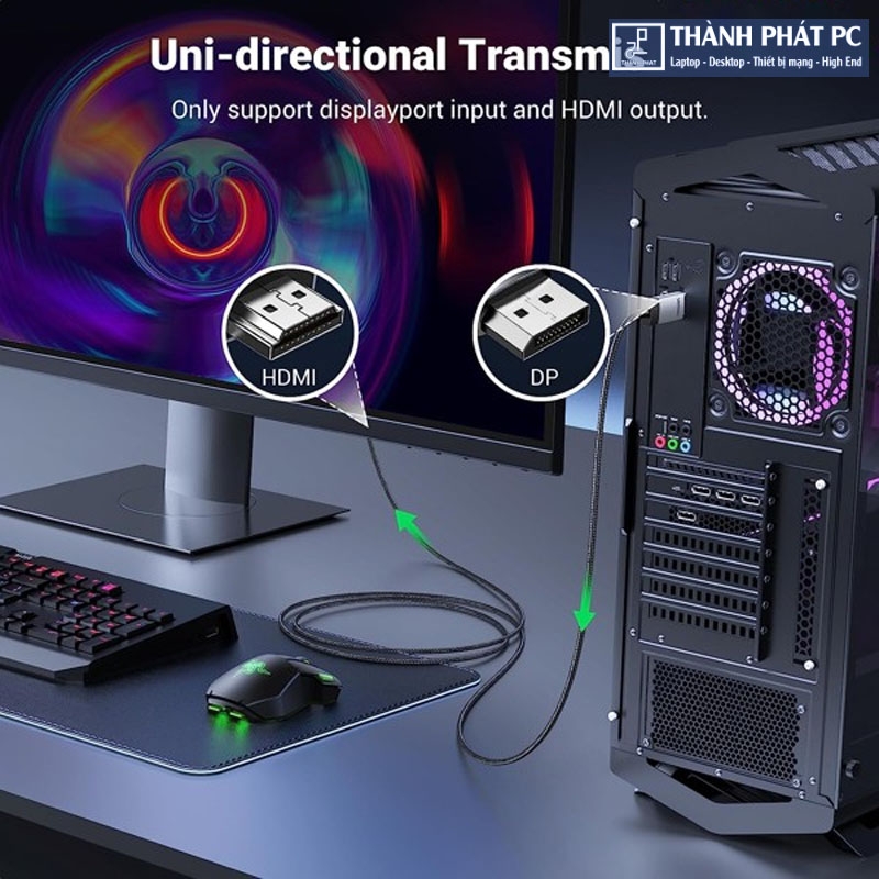 Cáp chuyển đổi Displayport to HDMI dài 2m 4K60Hz Ugreen 15774