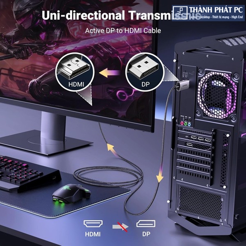 Cáp chuyển đổi Displayport v1.4 to HDMI dài 2m 8K Ugreen 80397