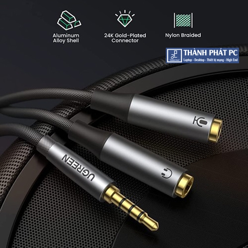 Cáp tách Audio 3.5mm ra 2 đầu 3.5mm Loa và Mic Ugreen 50254
