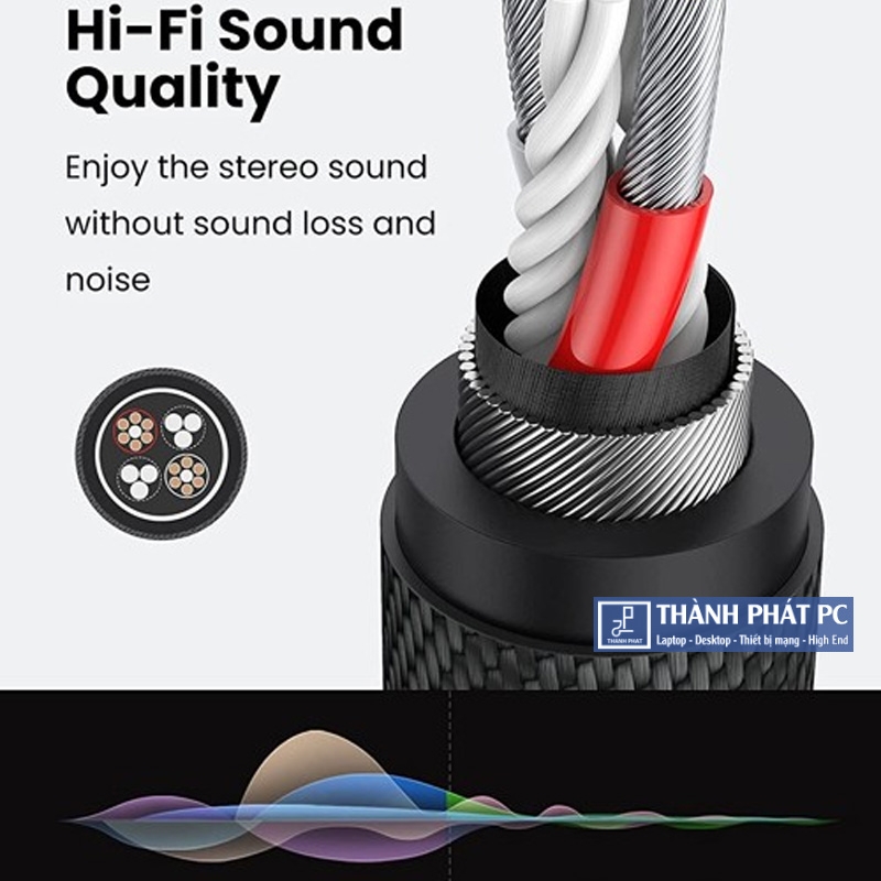 Cáp tách Audio 3.5mm ra 2 đầu 3.5mm Loa và Mic Ugreen 50254