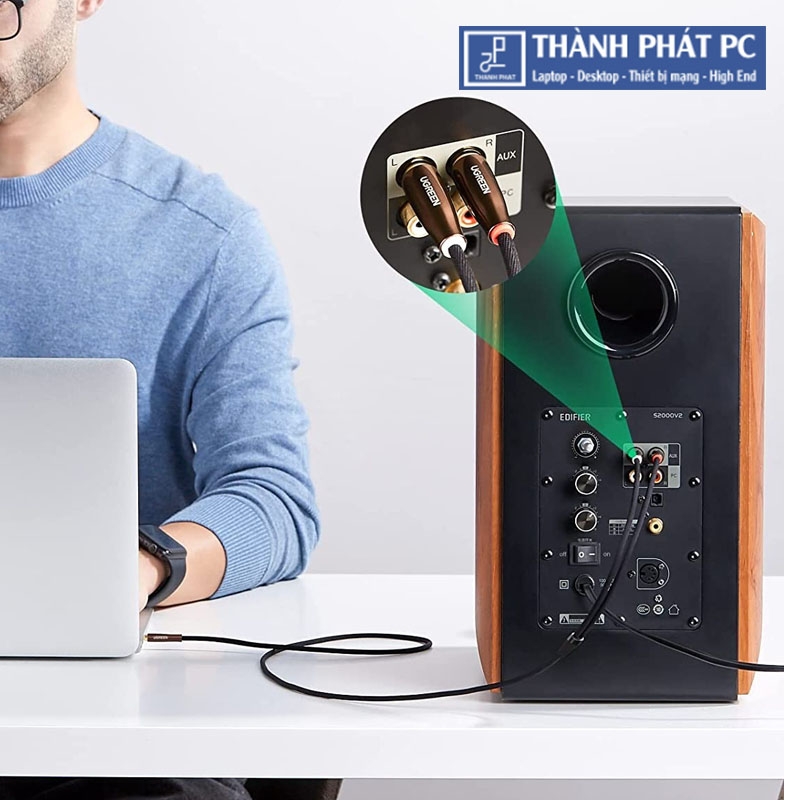 Cáp audio âm thanh 3.5mm ra 2 RCA dài 2m Ugreen 80847