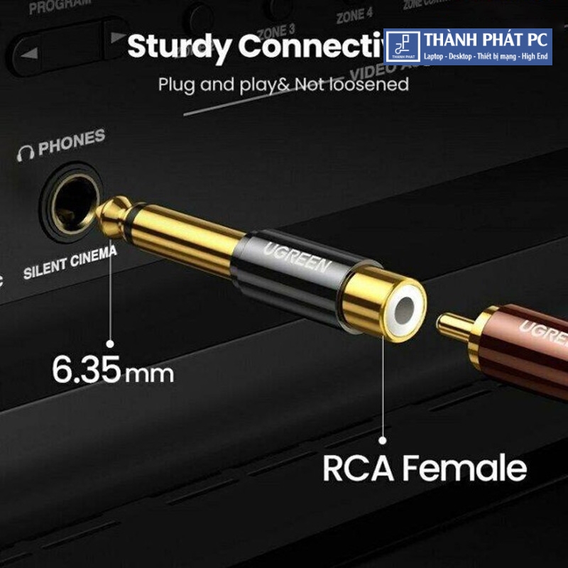 Đầu chuyển đổi âm thanh 6.35mm sang RCA Mono Ugreen 80731