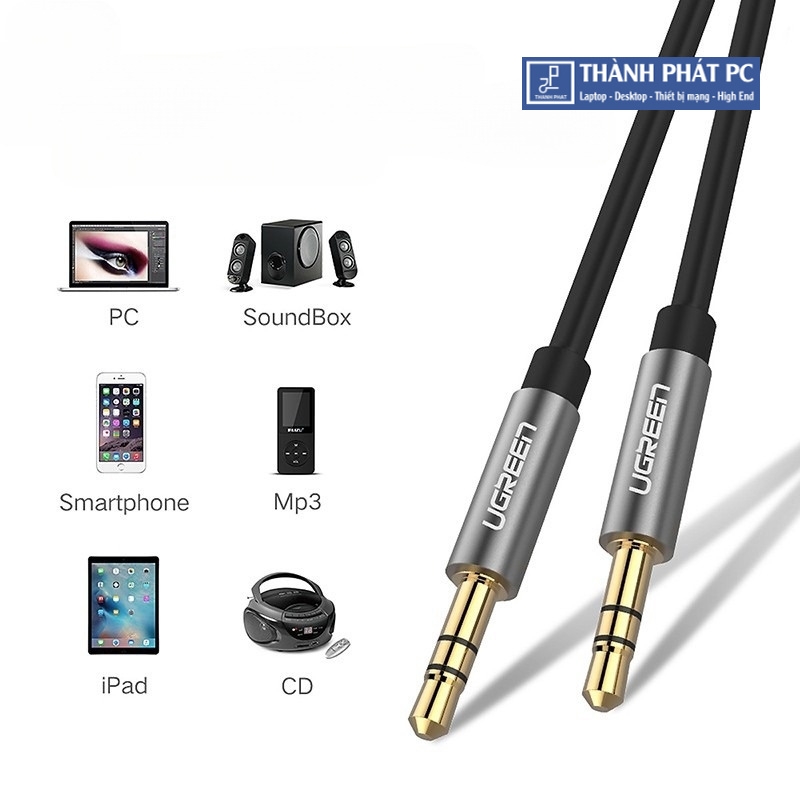 Cáp Audio 3.5mm dây tròn 0,5M Ugreen 10732
