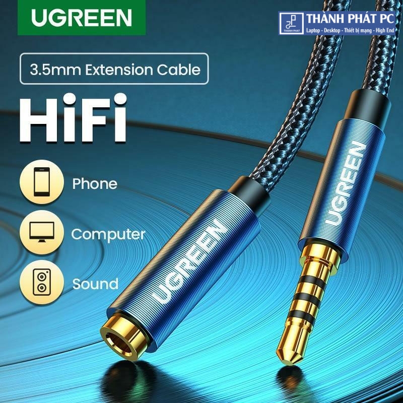 Cáp nối dài âm thanh AUX 3.5mm có Mic dài 0,5m Ugreen 40672