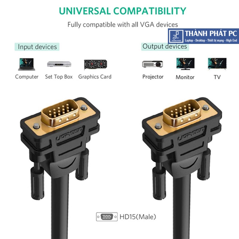 Cáp VGA 3+6C dài 1.5m Ugreen 11630