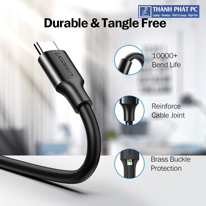Cáp sạc, dữ liệu USB Type-A 2.0 sang USB Type-C dài 3m Ugreen 60826