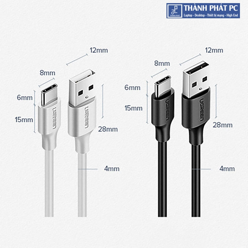 Cáp sạc, dữ liệu USB Type-A 2.0 sang USB Type-C dài 0,25m Ugreen 60114