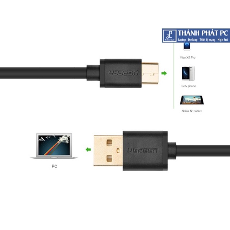 Cáp USB Type-C to USB 2.0 dài 2m Ugreen 30161