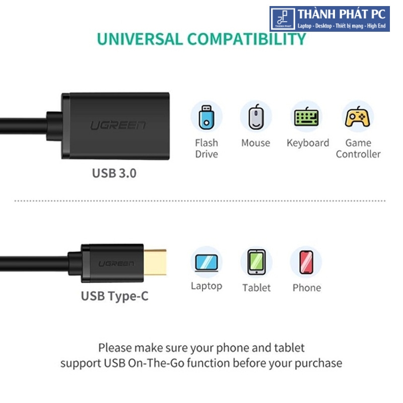 Cáp OTG USB Type-C to USB 3.0 Ugreen 30701
