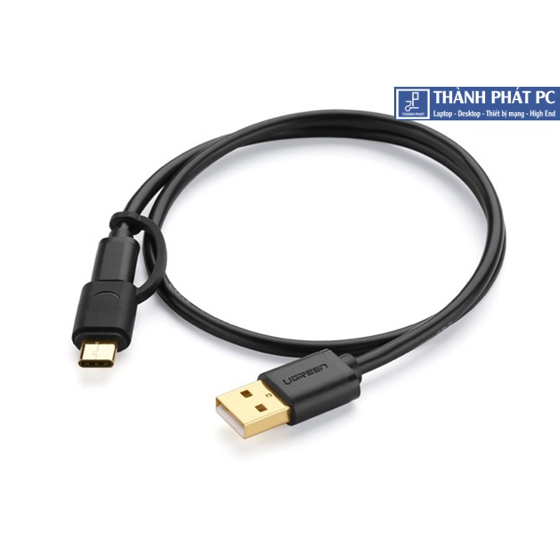 Cáp USB ra Micro USB và Type-C dài 2m Ugreen 30178