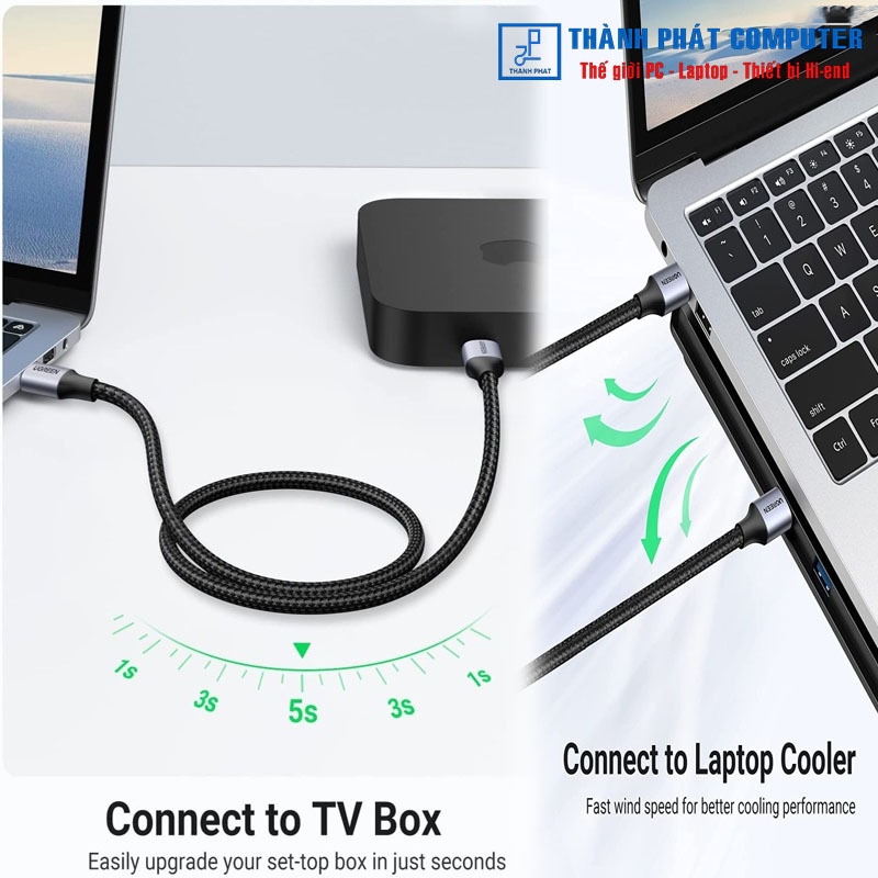Cáp USB 3.0 Type-A hai đầu dương dài 2m Ugreen 80791