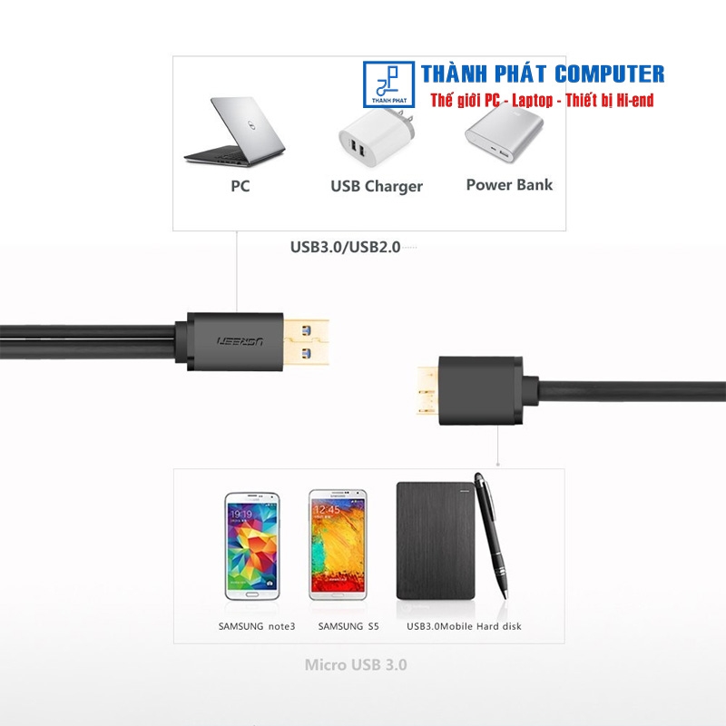 Cáp sạc và đồng bộ dữ liệu Micro USB 3.0 dài 1m Ugreen 10382