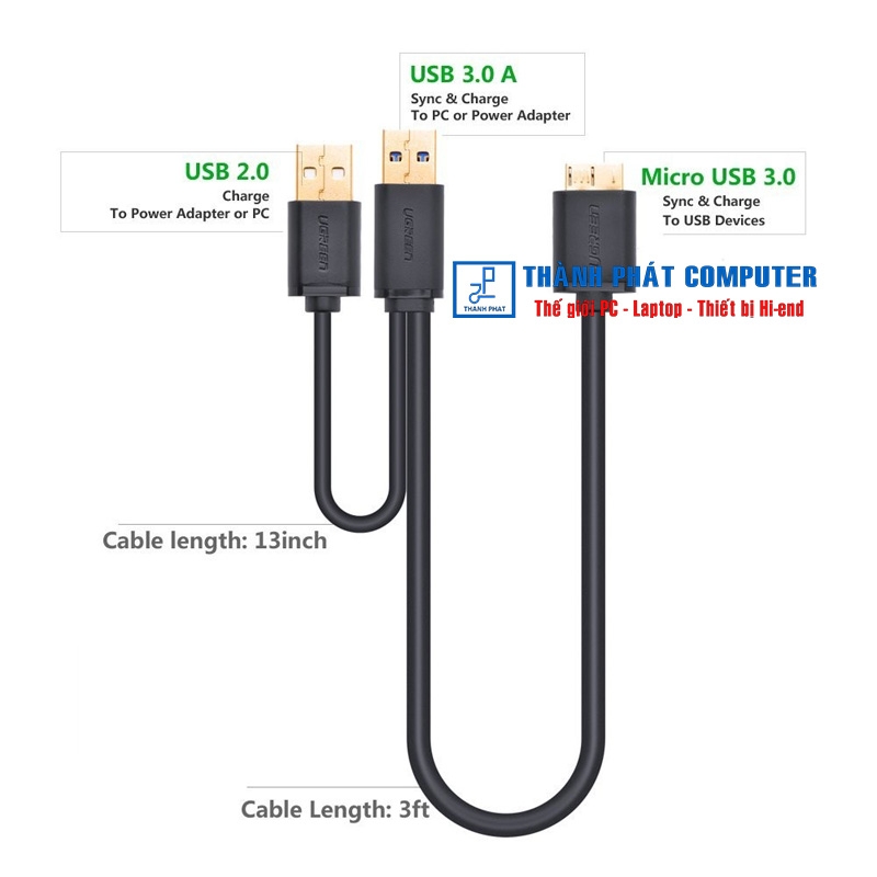 Cáp sạc và đồng bộ dữ liệu Micro USB 3.0 dài 1m Ugreen 10382