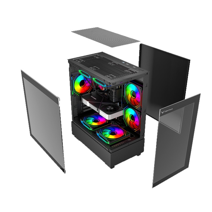 VỎ CASE  MÁY TÍNH CENTAUR TIMBER BLACK (M-ATX| MID TOWER| MÀU ĐEN)