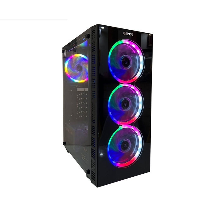 VỎ CASE MÁY TÍNH GIPCO 5986 LH (2 MẶT KÍNH CƯỜNG LỰC| SẴN 3 FAN LED)