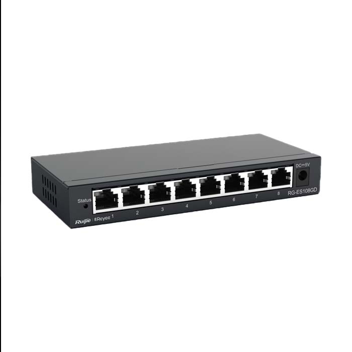 SWITCH RUIJIE RG-ES108GD (8 CỔNG 10/100/1000 BASE-T| VỎ KIM LOẠI)