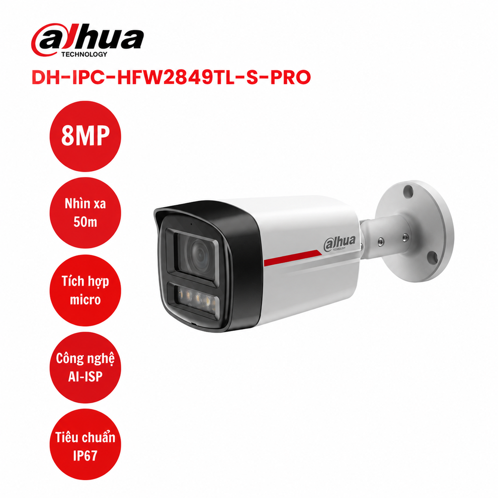 Camera IP 8MP DAHUA DH-IPC-HFW2849TL-S-PRO (Có mic)