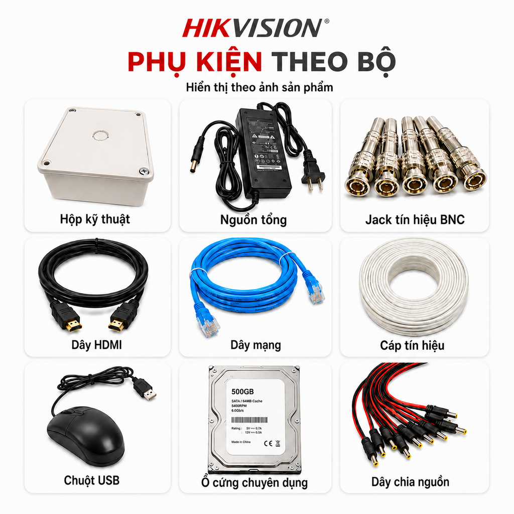 Trọn Bộ 4 Camera Quan Sát Hikvision 2MP 1080P