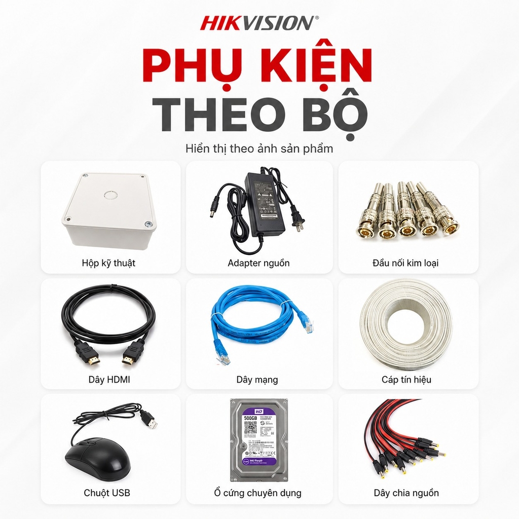 Trọn Bộ 4 Camera Quan Sát Hikvision Có Màu Ban Đêm Tích Hợp Mic Thu Âm 2MP 1080P