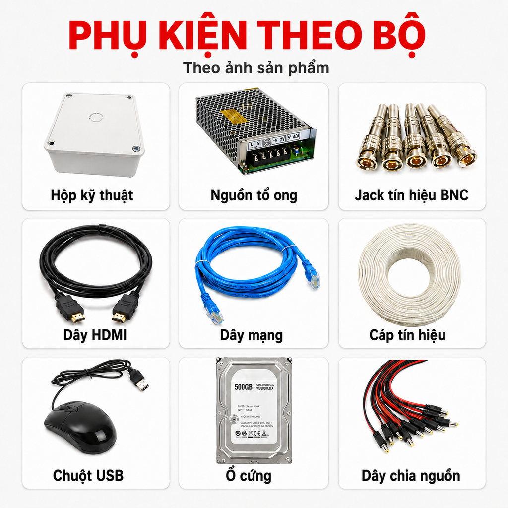 Trọn Bộ 8 Camera Quan Sát Hikvision Có Màu Ban Đêm Tích Hợp Mic Thu Âm 2MP 1080P
