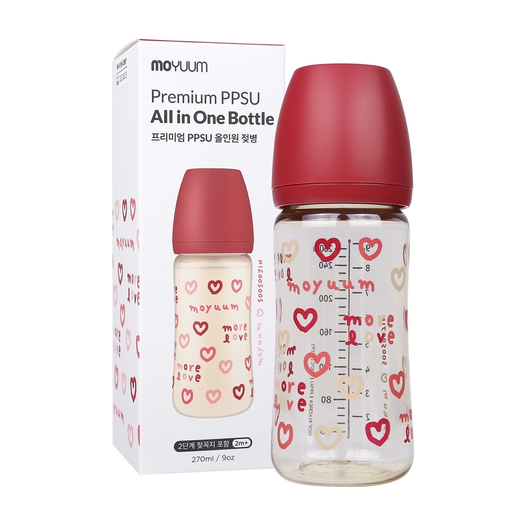 Bình sữa Moyuum Hàn Quốc 270ml Tim đỏ (Red Love) - Chính hãng