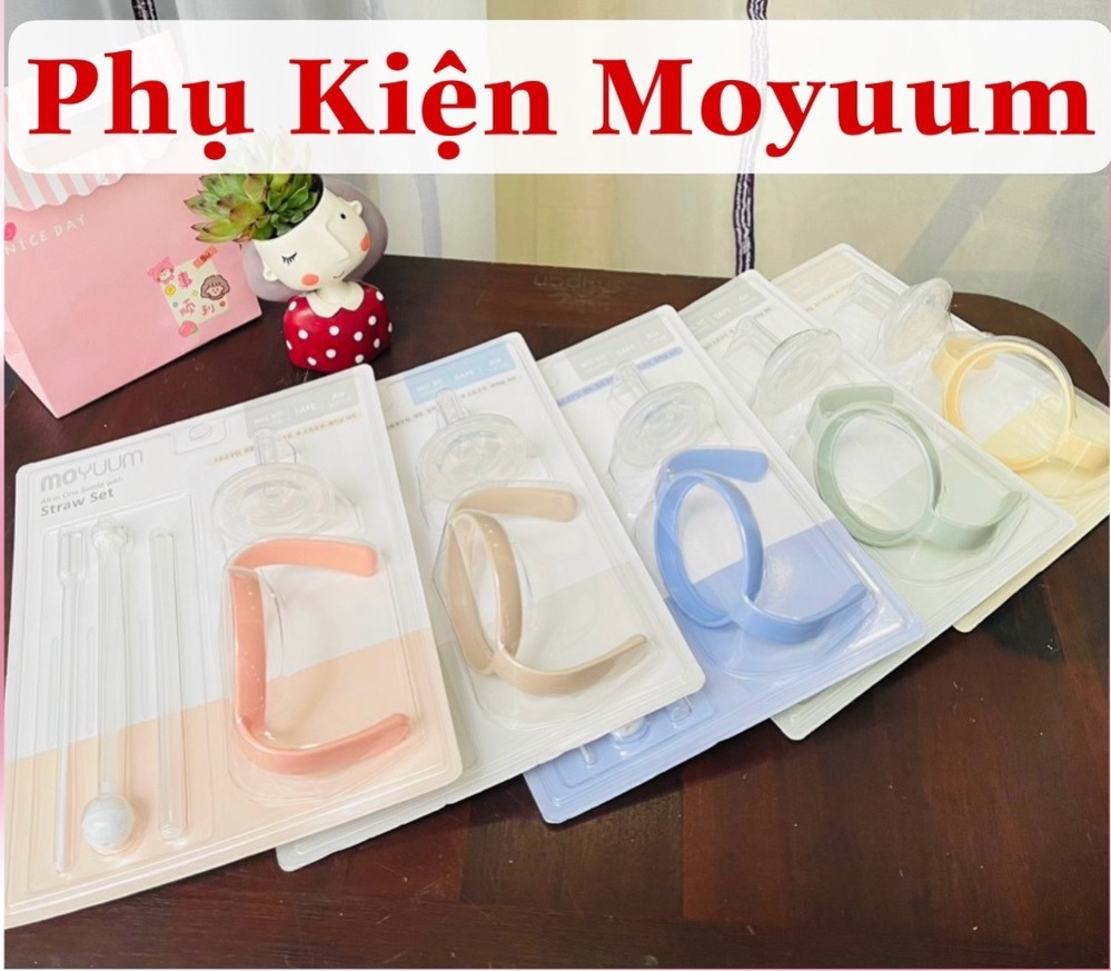 Bộ chuyển đổi từ bình sữa sang bình tập uống nước có ống hút và tay cầm Moyuum Hàn Quốc