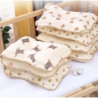 Gối xô bông Organic Muslin có lõm định hình chống méo đầu 0-1 tuổi