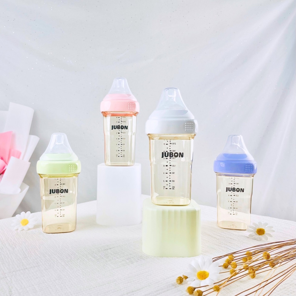 Bình sữa Jubon cổ vuông 150ml/240ml núm ti siêu mềm - Chính hãng