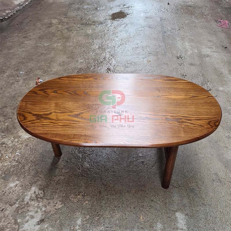 Bàn trà gỗ sồi mặt Oval 3 chân - BT25