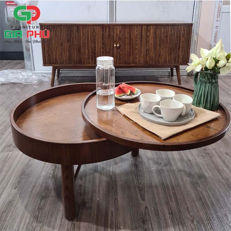 Bàn trà gỗ tròn xoay Turning Table - BT1