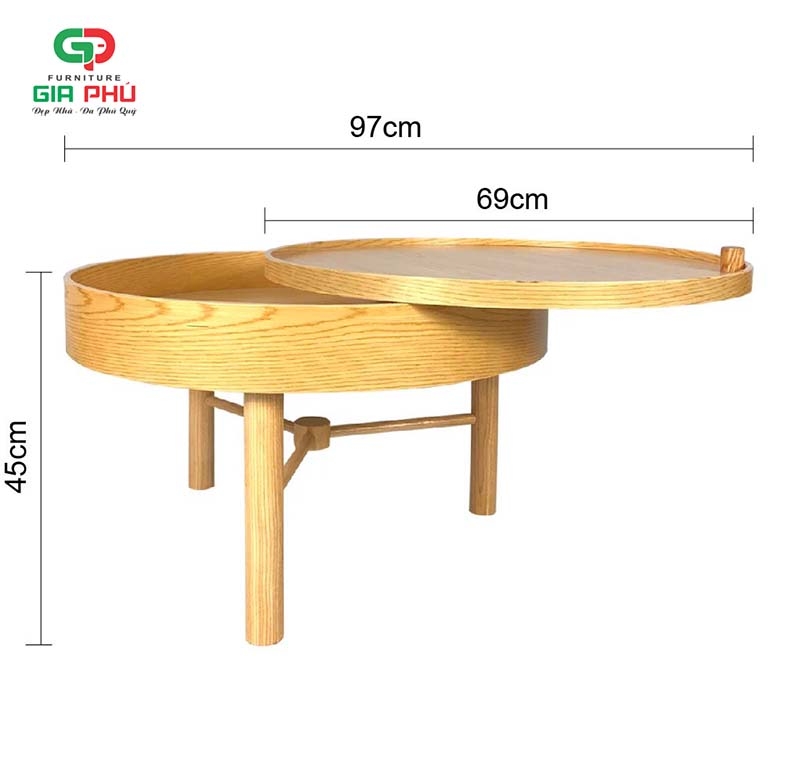 Bàn trà gỗ tròn xoay Turning Table - BT1