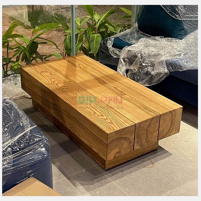 Bàn trà nguyên khối Rustic gỗ sồi - BT32