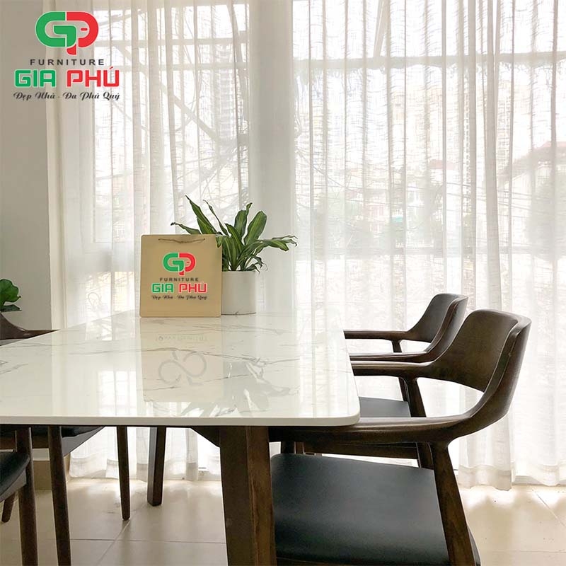 Bộ bàn ăn mặt đá Howard 4 ghế gỗ Hiroshima - BBG14