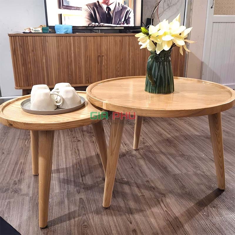 Cặp bàn trà đôi tròn gỗ sồi Simple - BT10