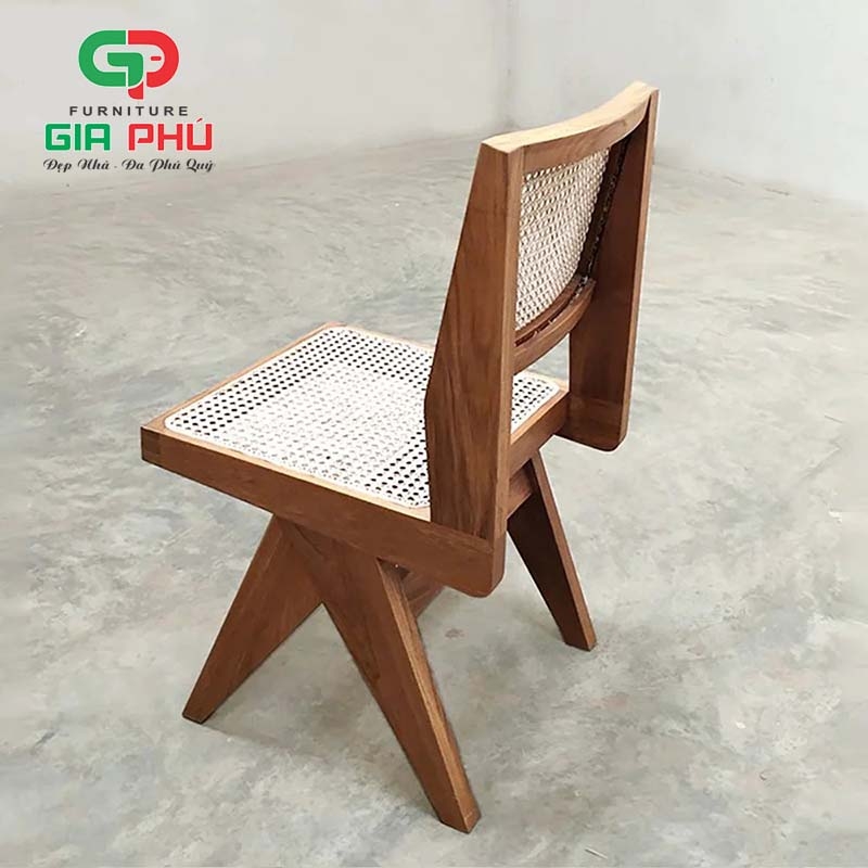 Ghế ăn cafe không tay gỗ mây Leg Prierre Jeanneret nâu Walnut G32-W