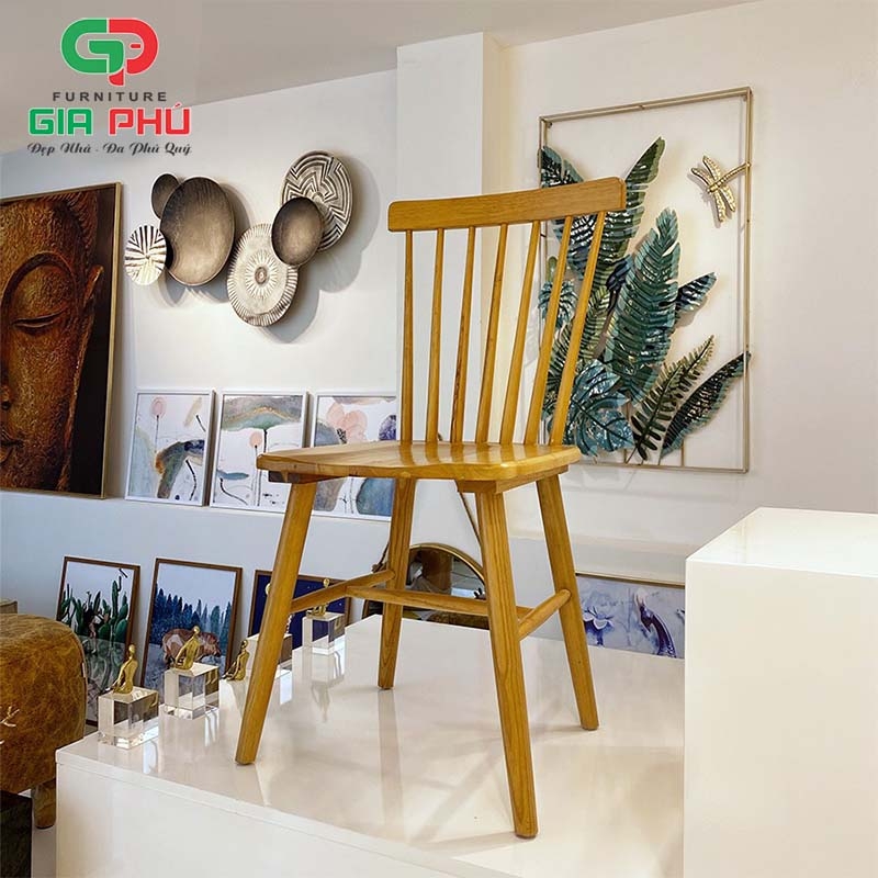 Ghế ăn ghế cafe 7 nan Pinstol gỗ cao su - G12