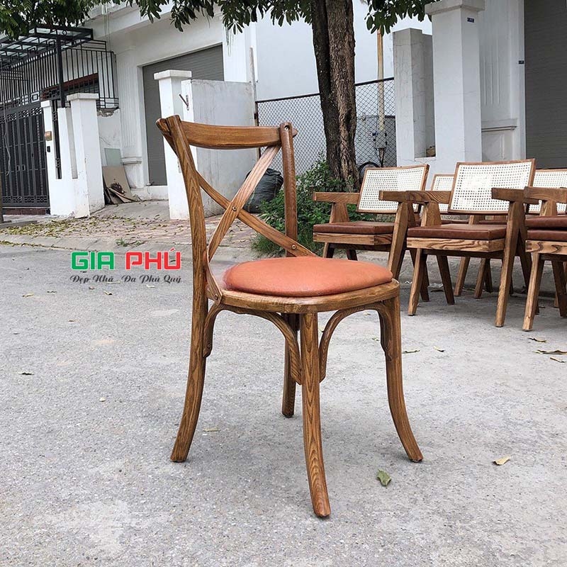 Ghế Bistro gỗ tần bì mặt nệm da - G20B