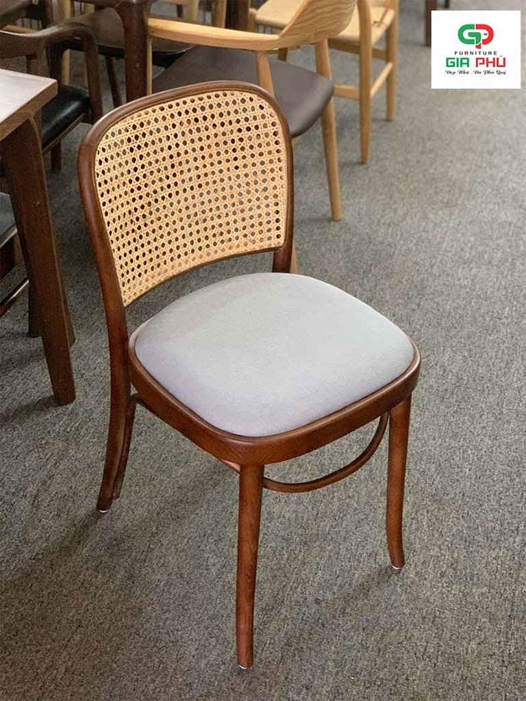 Thonet 811 Hoffmann - ghế ăn cafe gỗ tựa lưng mây - G30