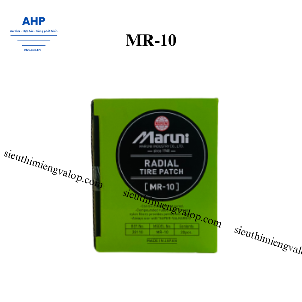 Hộp 10 miếng vá lốp có bố vải dành cho lốp không săm xe Du Lịch, xe Tải Model: MR-10 (56x77mm)
