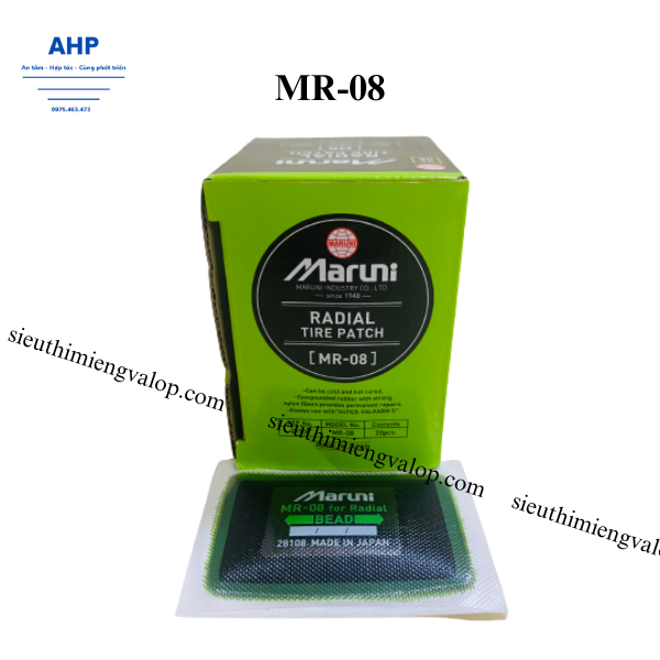 Hộp 20 miếng vá lốp có bố vải dành cho lốp không săm xe Du Lịch, xe Tải Model: MR-08