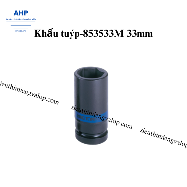 Khẩu tuýp đầu vuông 1inch_ 33mm_6 cạnh,dài 80mm, đen (853533M)
