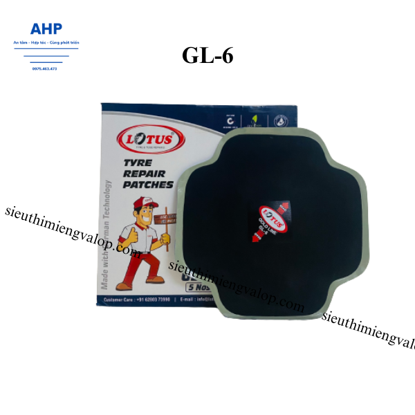 Hộp 5 miếng vá bố vải dành cho lốp không săm và lốp có săm -Lotus-Ấn Độ GL-6-240x240mm