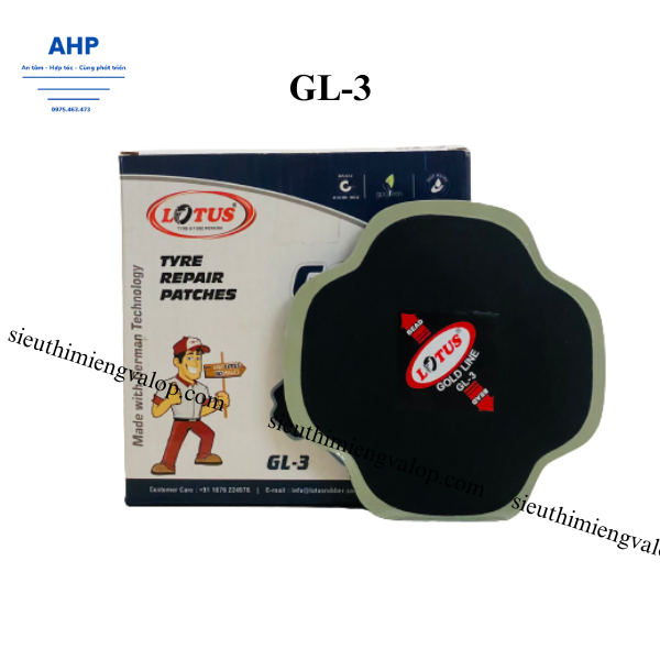 Hộp 10 miếng vá bố vải dành cho lốp không săm và lốp có săm -Lotus-Ấn Độ GL-3-125x125mm